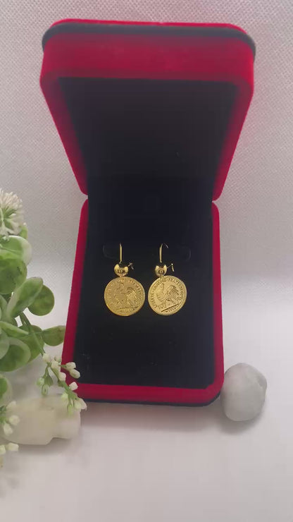 ✨ Boucles d’oreilles pièce dorée – Élégance intemporelle ✨